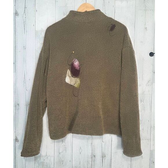 VTG Odile Hand Painted Fleece Jacket Sz. L - Picture 3 of 6